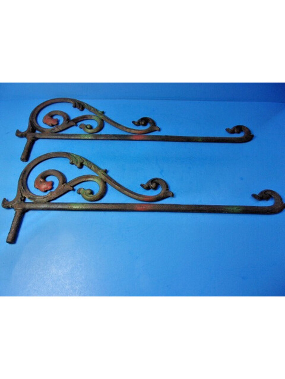 Antique Cast Iron Victorian Art Deco Scroll Design Swing Arm Curtain Rods 1920's